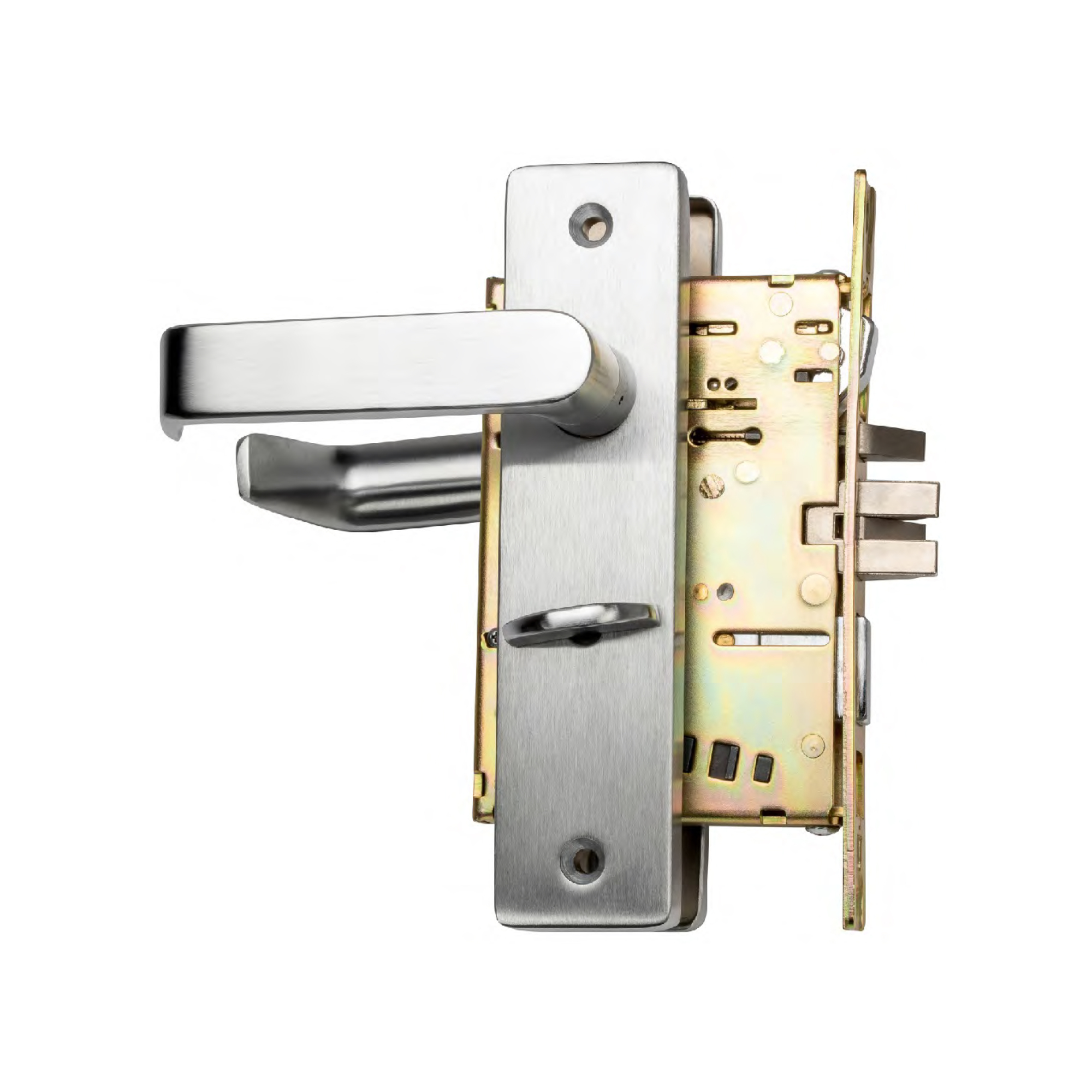 Trans Atlantic DXML Series Privacy Mortise Lock Door Handle — Brushed Chrome, Grade 1, Left-Handed Lever, Model# DL-DXML40SSLH-US26D